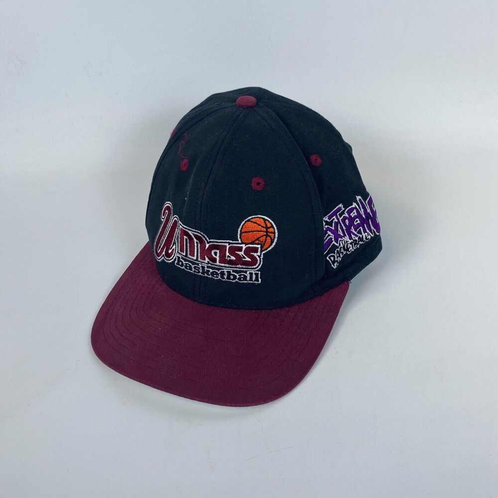 NCAA UMass Basketball Massachusetts Hat Cap Men One Size‎ Black Maroon Strapback